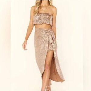 Show Me Your Mumu Gold Sequin Skirt